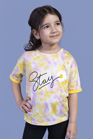 Toontoy Kız Çocuk Batik Desenli Baskılı Tişört
