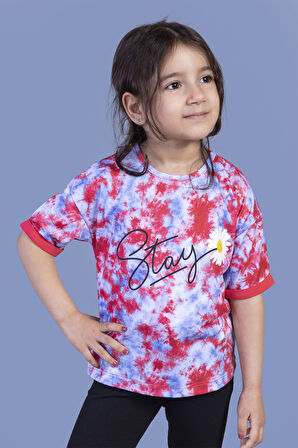 Toontoy Kız Çocuk Batik Desenli Baskılı Tişört