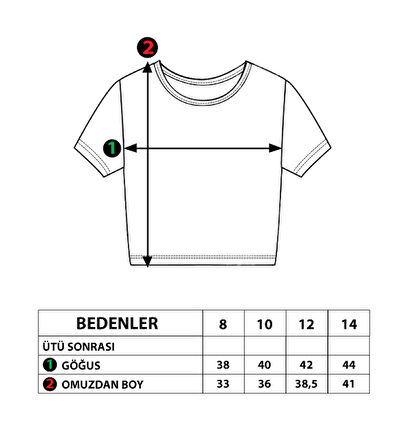 Toontoy Kız Çocuk Crop Model Baskılı Taş İşlemeli Tişört