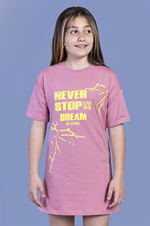 Toontoy Kız Çocuk Baskılı Yarım Kol Elbise