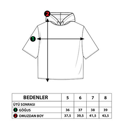 Toontoy Kız Çocuk Cep Detaylı Kapüşonlu Baskılı Tişört
