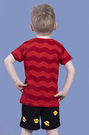 Toontoy Erkek Çocuk Dalga Desenli Şortlu Takım