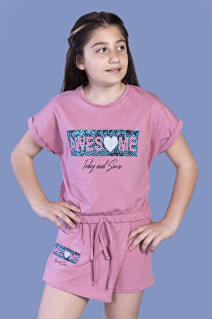 Toontoy Kız Çocuk Baskılı Şortlu Takım
