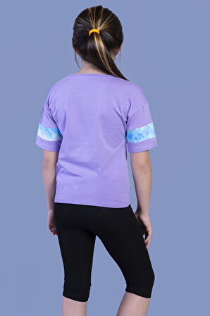 Toontoy Kız Çocuk Garnili Baskılı Taytlı Takım