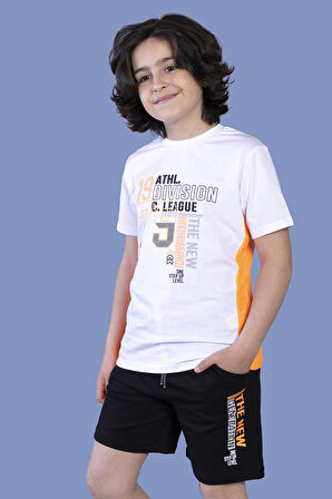 Toontoy Erkek Çocuk Garni Detaylı Baskılı Şortlu Takım