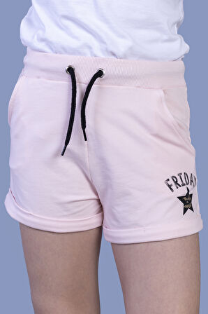 Toontoy Kız Çocuk İki Yanı Cepli Baskılı Şort