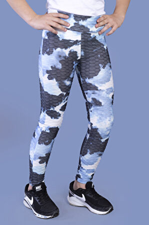 Toontoy Kız Çocuk Batik Desenli Kabartma Detaylı Tayt