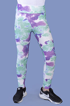 Toontoy Kız Çocuk Batik Desenli Kabartma Detaylı Tayt