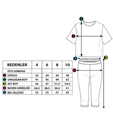Toontoy Kız Çocuk Kolları Şerit Detaylı Baskılı Taytlı Takım