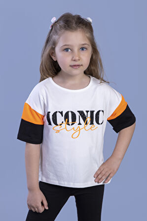 Toontoy Kız Çocuk Garni Detaylı Baskılı Tişört