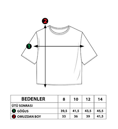 Toontoy Kız Çocuk Baskılı Düşük Kol Crop Tişört