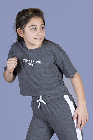 Toontoy Kız Çocuk Crop Model Tişört