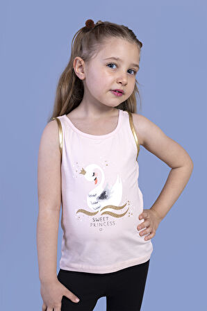 Toontoy Kız Çocuk Kuğu Baskılı Atlet