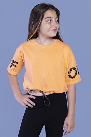 Toontoy Kız Çocuk Baskılı Crop Tişört