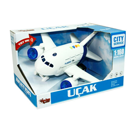 Sesli Işıklı Oyuncak Uçak 1:160 Ölçek Sürtmeli Gider 27 Cm Uçak