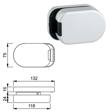 Hoppe HCS GD A761/762 Cam Kapılar İçin Cam-Cama Karşılık Adaptörü