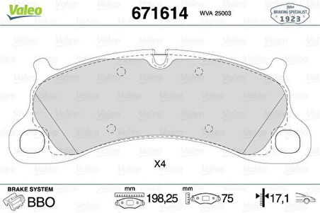 Vag Fren Balatası On Porche 911 3.0 Carrera S 15> - Valeo 671614