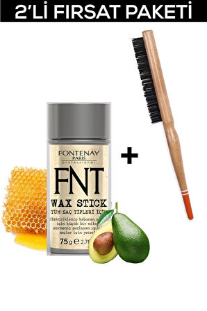 Fontenay Hair Wax Stick 75gr + Profesyonel Topuz Fırçası 3033 2'Li Set