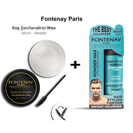 Fontenay Profesyonel Kaş Şekillendirici Wax + Saç Şekillendirici Toz Wax Mavi 2'Li Set