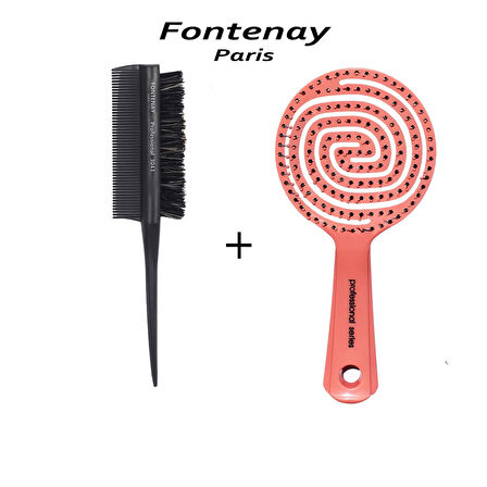 Fontenay Profesyonel Topuz Fırçası Krepe Şiş Tarak 3 In 1 3043 + 3 Boyutlu Açma Saç Fırçası 2'Li Set