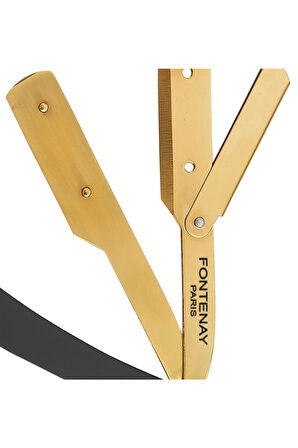 Fontenay Erkek Mat Sarı Siyah Kapaklı Jilet Takılabilir Paslanmaz Çelik Sakal Usturası