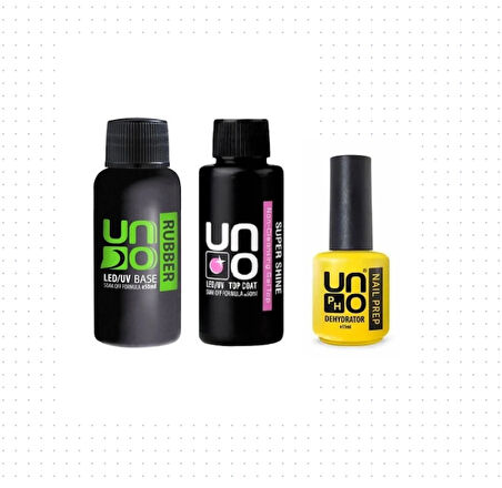Fontenay Prof. Uno Rubber Base Coat & Super Shine Top Coat 50ML + Dehydrator 15ml 4'Lü Set