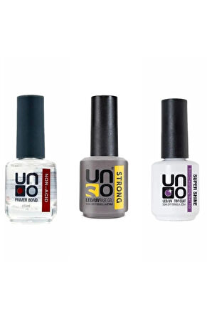 Fontenay Kalıcı Oje Set Uno Non-Acid PrimerBond 15 Ml Primer+Strong Base Coat 15 ml+Top Coat 15 ml