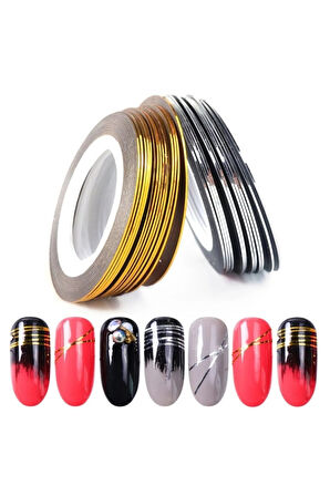 Fontenay Karışık Renk Tırnak Süsleme Şerit Bant Nail Art 10 Adet Karışık
