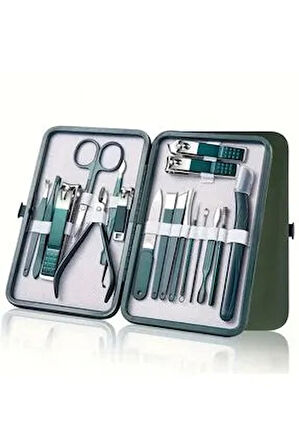 Fontenay Profesyonel Çantalı 18 Parça Tırnak Bakım Seti Paslanmaz Çelik Manikür Pedikür Tırnak Makası Seti