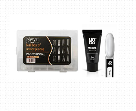 Fontenay Uno Poly Jel Clear Şeffaf LED/UV Quick Building 30G + Protez Tırnak Tips Üst Form Jel Tips 