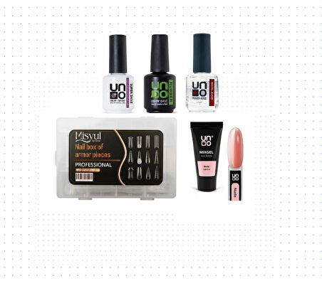 Fontenay Uno Poly Jel Nude 30G+Protez Tırnak Tips Üst Form Jel Tips +BaseCoat-TopCoat-Primer
