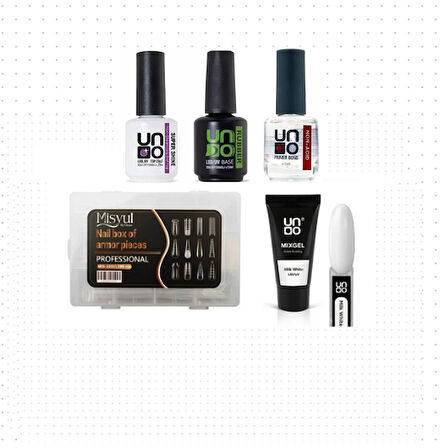 Fontenay Uno Poly Jel MilkWhite 30G+Protez Tırnak Tips Üst Form Jel Tips +BaseCoat-TopCoat-Primer