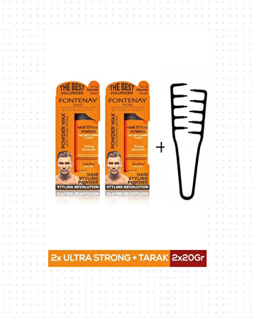 Fontenay Saç Şekillendirici Pudra Toz Wax Ultra Strong 20gr X2 + Mucizevi Saç Tarağı 3'lü Set