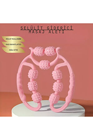 Fontenay Kas Gevşetici Masaj Aleti 9 Tekerlekli Ayarlanabilir Lenf Drenaj Rulosu Bacak Kol Selülit