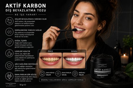Profesyonel Aktif Karbon Diş Beyazlatıcı Toz 50 gr Doğal Diş Temizleme