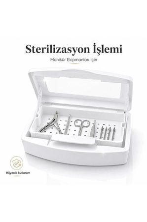 Manikür Aletleri Dezenfeksiyon Kutusu Çıkarılabilir Tepsili Hijyen Saklama Kabı
