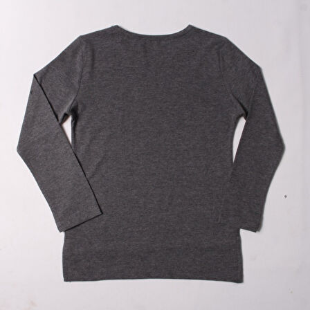 Toontoy Kız Çocuk Tişört Black Flok Nakışlı