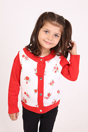 Toontoy Kız Bebek Hırka Çiçek Baskılı