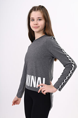 Toontoy Kız Çocuk Criminal Baskılı İki Kolu Şeritli Tişört