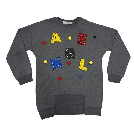 Toontoy Kız Çocuk Sweatshirt Renkli Angel Nakışlı