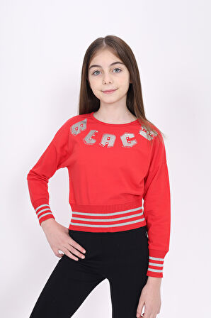 Toontoy Kız Çocuk Sweatshirt Black Varak Baskılı