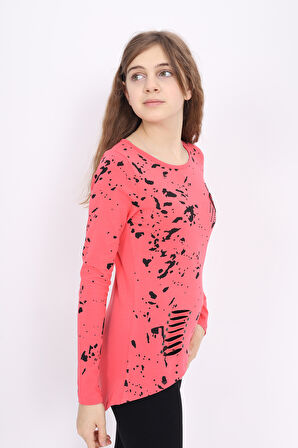 Toontoy Kız Çocuk Sweatshirt  Lazer Kesim Dudak Nakışlı