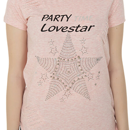 Toontoy Kız Çocuk T-Shirt Yıldız Taşlı