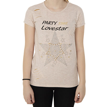 Toontoy Kız Çocuk T-Shirt Yıldız Taşlı