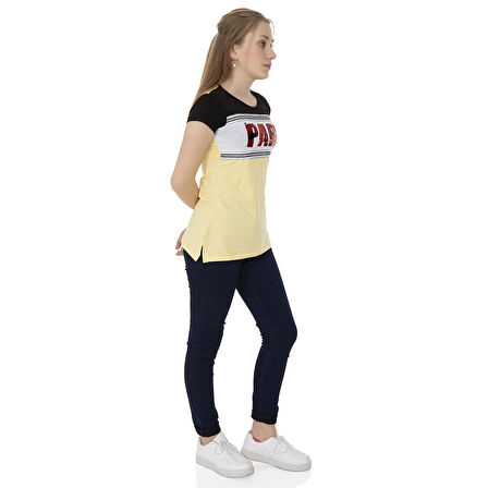 Toontoy  Kız Çocuk T-Shirt Paris Pul Nakış