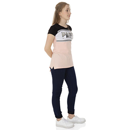 Toontoy  Kız Çocuk T-Shirt Paris Pul Nakış