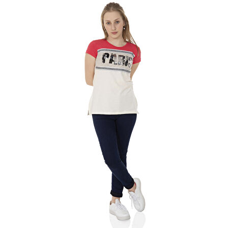 Toontoy  Kız Çocuk T-Shirt Paris Pul Nakış