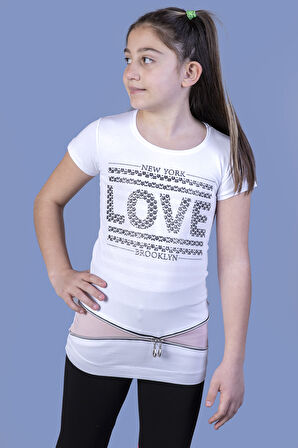 Toontoy  Kız Çocuk T-Shirt Love Varak Baskı
