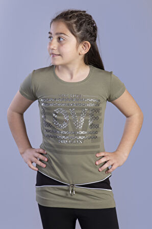 Toontoy  Kız Çocuk T-Shirt Love Varak Baskı