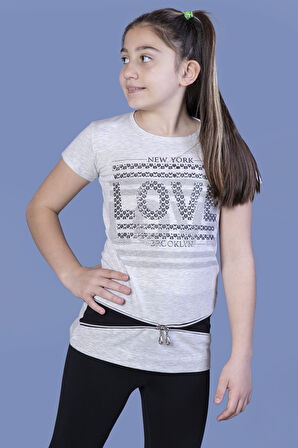 Toontoy  Kız Çocuk T-Shirt Love Varak Baskı